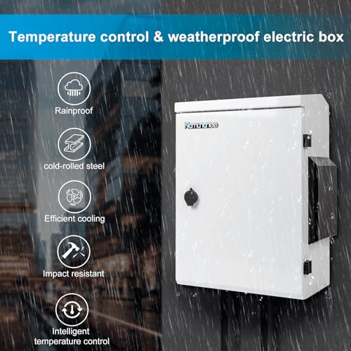 Image of Outdoor Electrical Box with Thermostat and Fan, Cold-Rolled Steel Plate, Aluminum Alloy Back Beam, One-Piece Ventilation Design, IP65 Waterproof, Wall /Pole Mounted. (19.6 inch x 15.7 inch x 7.9 inch)