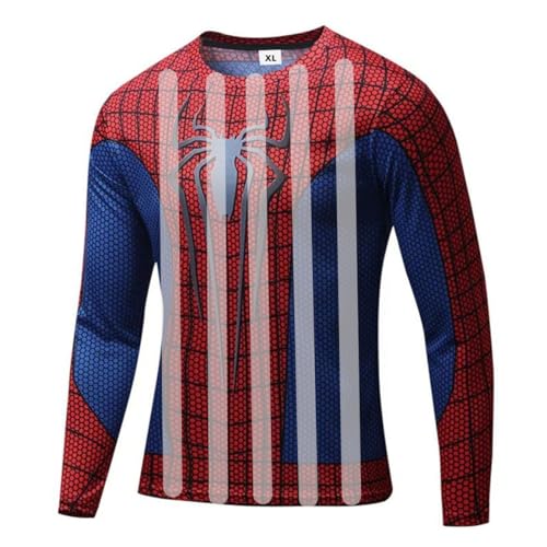 HIMIC E77C 3D Super Hero Close-Fitting Quick-Drying Elastic Sport Cosplay T-Shirt Long Sleeve(XX-Large, S 01)