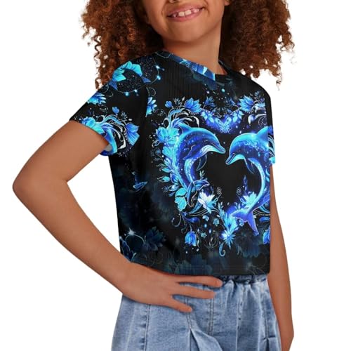 Image of Kids Crop Top Short Sleeve T-Shirts for Girls Size 5-14