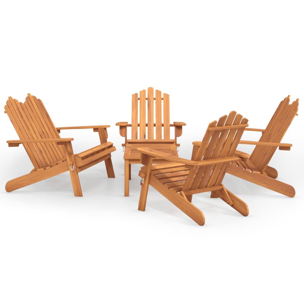 KCCKOM Garden Furniture Set 5 Piece Adirondack Patio Lounge Set Solid Wood Acacia