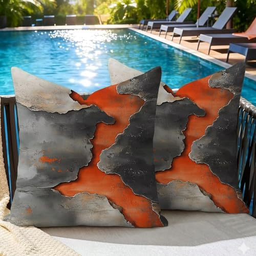 Housse coussin décoratif gris rétro 80x80 de haute qualité extérieure - 4