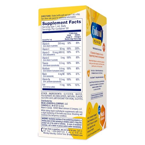 Enfamil Baby Vitamins Enfamil Poly-Vi-Sol 8 Multi-Vitamins & Iron Supplement Drops for Infants & Toddlers, Supports Growth & Development, 50 mL Dropper Bottle - image 7