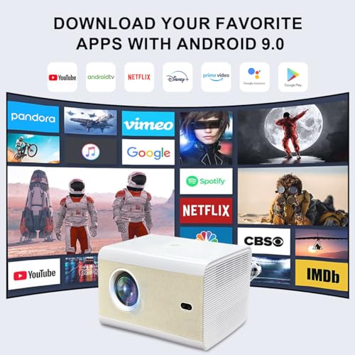 Image of 4K 250ANSI Bluetooth Home Smart Wifi Projector with 200 inch Screen, Trackolor J5 mini LCD Movie Projector Compatible with iOS /Android Phone /Tablet /Laptop /PC /USB /DVD /Game Console PS5 /Speaker, white
