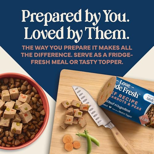 Image of Blue Buffalo Love Made Fresh Natural Adult Dog Food, Refrigerated, Beef with Carrots and Peas, Fresh Dog Food, Ready-to-Serve, 5-lb Roll