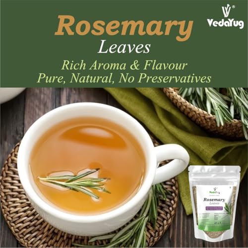 Image of VY VedaYug Rosemary Leaves for Hair Growth, Seasoning and Tea 200g | Dried Rosemary Leaf - 200g