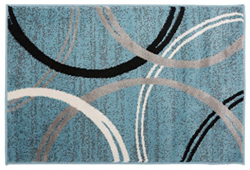 Rugshop Modern Wavy Circles Design Area Rug 2' x 3' Blue