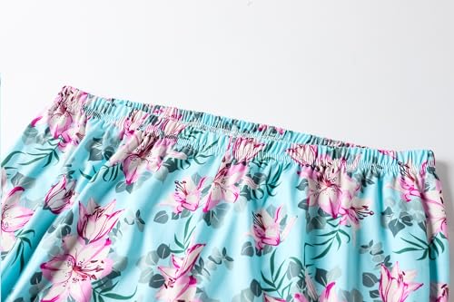 Image of Vozanet Women's V Neck Sexy Pajamas Capri Sets Mexican Style Floral Sleepwear 2PCS Totem Casual Nighty Plus Size M to 5XL