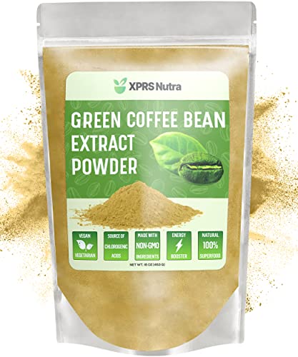 XPRS Nutra Green Coffee Bean Extract Powder - Chlorogenic Acid Containing Green Coffee Beans for Weight Management and Energy Boosting Support - Vegan Friendly Green Coffee Bean Powder (16 oz)