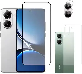 Película 3d 9d para Poco X7 Pro + Película Traseira Hidrogel + Pelicula Proteção Camera
