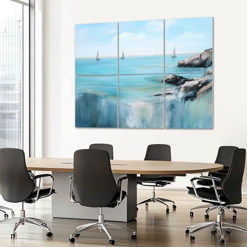 Paneles acústicos artísticos, 6 piezas de 24"x24" cada uno, total 72"x48", color múltiple, con adhesivo para estudios y oficinas miniatura 7