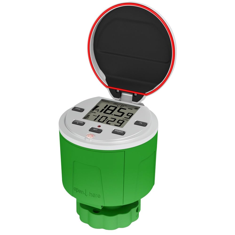 Mthckxjbsuz One Color Water Flow Meter, Ultrasonic Level Guage Setup Wireless Lcd Display Water Tank Liquid Meter Temperature Height Monitor Alarm Clock（No Receiver）
