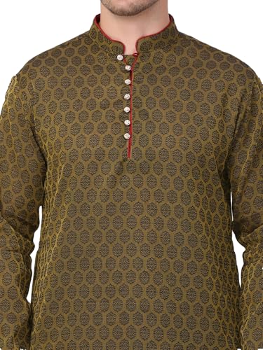 Image of Men's Cotton Jacquard Kurta and Churidar Set