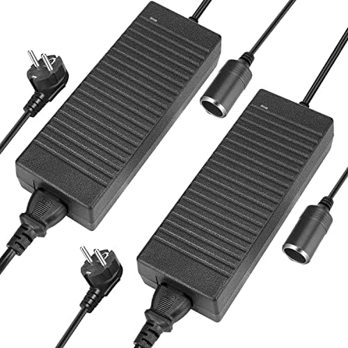 ledmo 2er-Pack 120W 10A Netzadapter 230V auf 12V, Zigarettenanzünder | AC/DC Netzteil mit 12V KFZ Steckdose, Überlast, Überspannungs und Hitzeschutz für Kühlbox, Kompressor und Aut