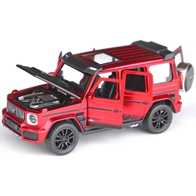 Image of Kids Model 1:32 Bb700 Die Cast Metal Car Pull Back Action Opening Doors with Realistic Engine Sound Lights Toy Car Gift for Boys - Red