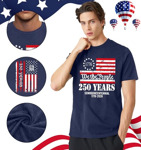 Image of Ithalt Men's American Flag Shirt 4th of July T-Shirt USA Patriotic Tee Shirt Independence Day Top