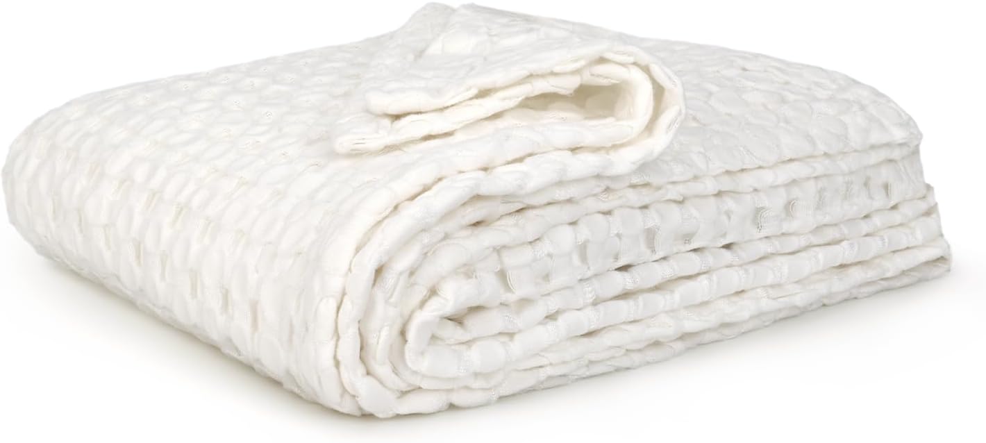 Maliton Large Baby Blanket, 110x95CM Baby Boys & Girls Shawl, Extra Soft, Swaddle Blanket|Warm Throw Blanket Cot Bed|Pram for Unisex, Casual Blanket for Toddlers, White