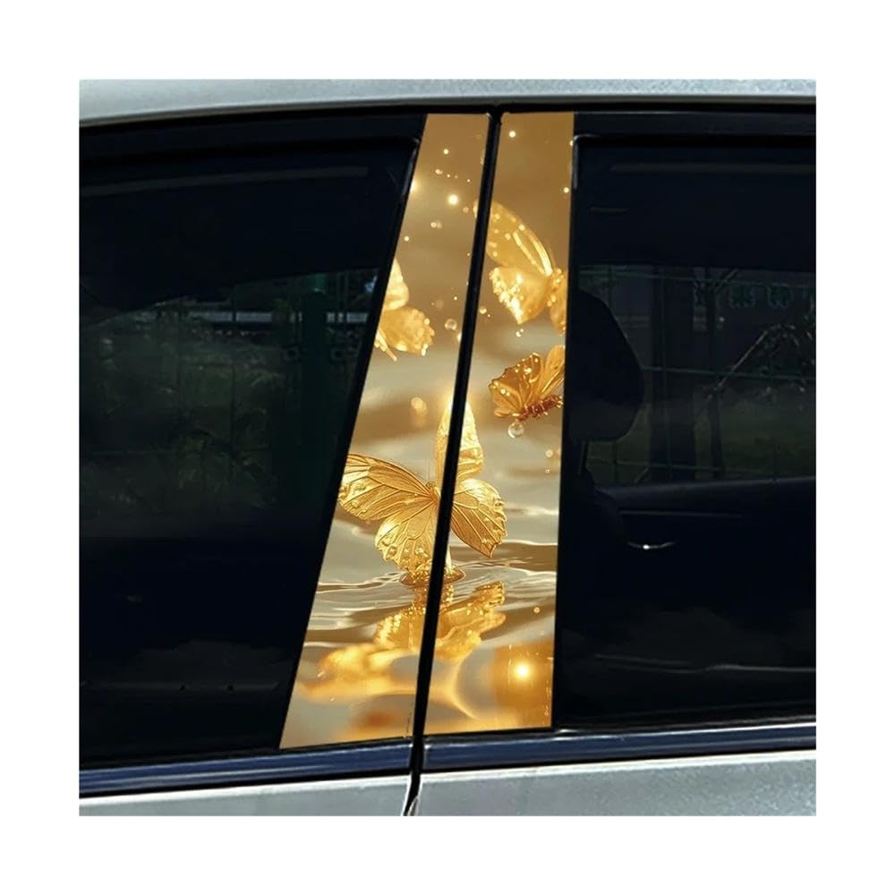 Bertdcx O Butterfly Car Stickers Diy Car B-Pillar Cover Scratches Pet Decals Aut Parts(,2Pcs)
