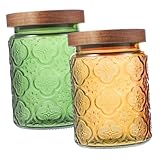 Photo Gallery heallily 2 barattoli ermetici in vetro con coperchio in legno, motivo floreale vintage, contenitori sigillati per alimenti secchi, cucina, dispensa, conservazione del grano Photo Gallery heallily 2 barattoli ermetici in vetro con coperchio in legno, motivo floreale vintage, contenitori sigillati per alimenti secchi, cucina, dispensa, conservazione del grano
