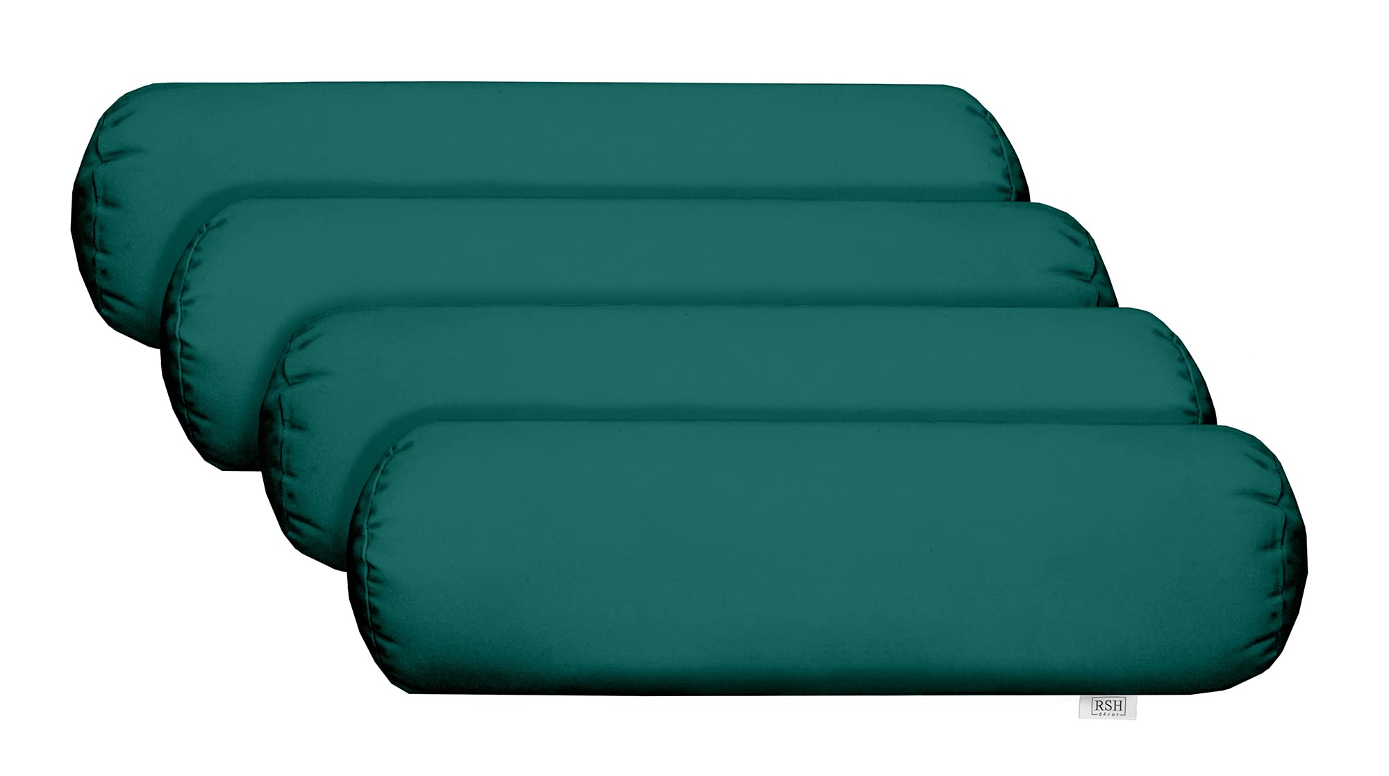 RSH Décor Neck Roll Bolster Pillows – Set of 4 | 20” x 6” | Outdoor Throw Pillows for Patio Furniture, Porch, Deck, or Poolside Chairs | Water &