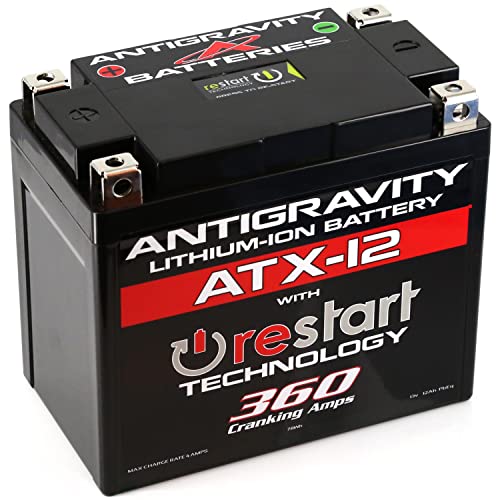 Antigravity ATX12 Lithium Motorcycle Battery with Built-in Jump Starting 360 Cranking Amps Replaces YTX12/YTX14 12V Powersport Battery for Motorcycle ATV UTV Scooter