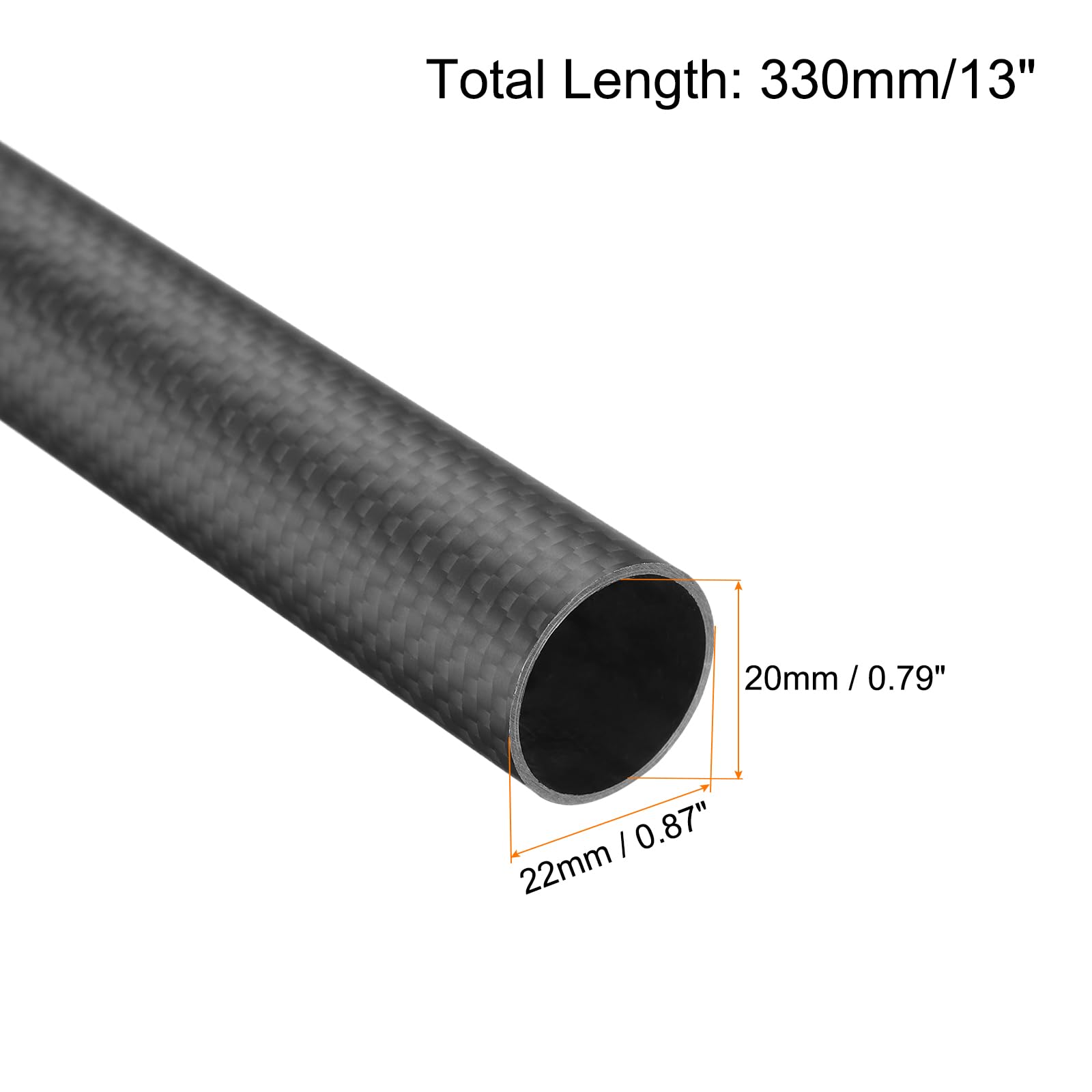 QUARKZMAN Tube En Fibre De Carbone 20 X 22 X 330Mm Pour Avion Rc | 1Pcs, Surface Mate Rod 3K Enroulé Naturel Carbone Tubage Rond, Multicoptère Quadcoptère