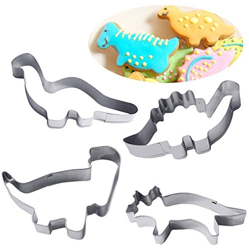 4pcs Moldes de galletas, las plantillas para galletas / cookies / cortador de galletas / pasteles / torta / pasta de azúcar con forma de dinosaurios Cover