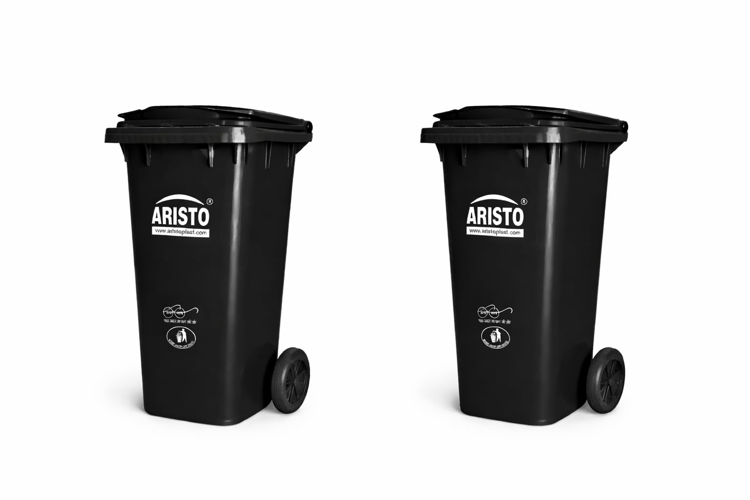 Aristo Plastic Manual-Lift Garbage Waste Dustbin with Wheel 120 LTR BLACK (Pack of 2)-image-15