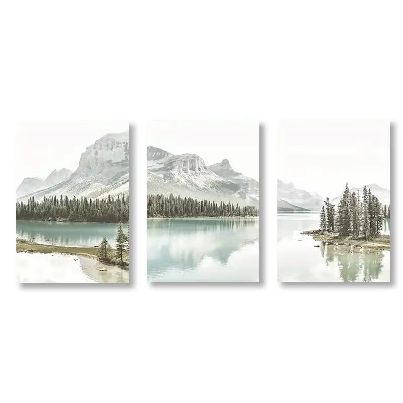 Tableaux sur toile de paysage montagneux nordique, triptyque d'art mural élégant 60x90 cm