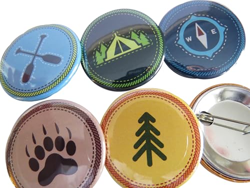 Scout Badges, Merit Badges Pins - Outdoor Nature Camp Badges Pins - Set of 10 or 30