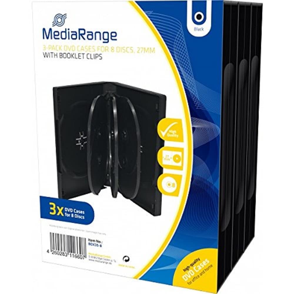 Amazon.com: MEDIARANGE BOX35-8 DVD 8 Disc Case 27mm Black (Pack of