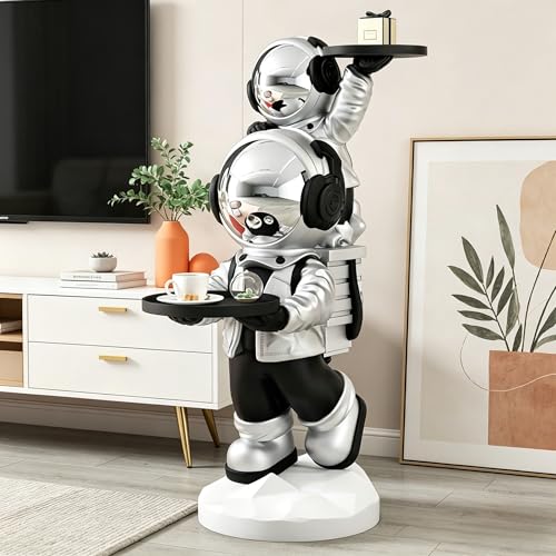 ZSKXJBPF Astronaut Decor Floor Sculpture with Tray, Modern Astronaut Statue