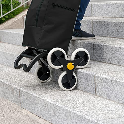 BigDean Einkaufstrolley mit Treppensteiger-Funktion, Kühlfach & 6 großen Rädern - 40L faltbar...