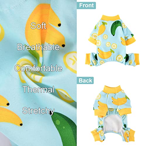 Dog Pajamas For Small Dog Boy Girl Fleece Puppy Pjs Jammies 4 Leg Dog Clothes For Chihuahua Yorkie Winter Warm Onesies Jumpsuit Clothing For Pet Dogs Male Female (X-Small (3-4 Ib), Banana Yellow) #TOP1