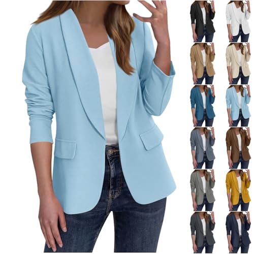 Blazers for Women,Fall Fashion Business Casual Oversized Long Sleeve Open Front Work Office Suit Jackets Pockets