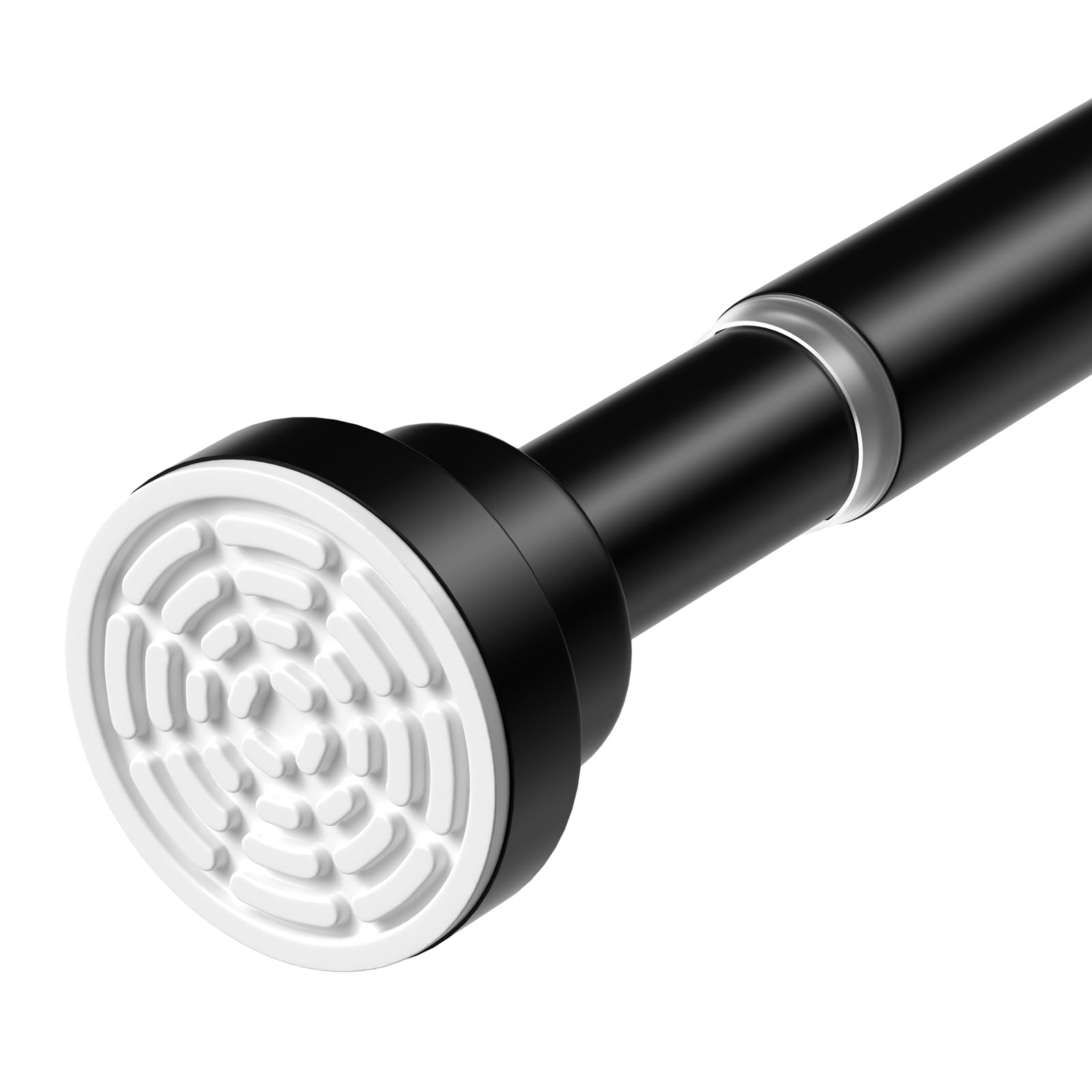 Tension Curtain Rod 30 to 63 Inch, Spring Tension Rod for Windows Black Adjustable Expandable Curtain Rods No Drilling Spring Loaded Curtain Rods for