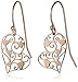 Rose Gold Plated Sterling Silver Heart Filigree Earrings