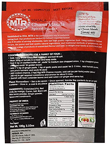Miniatura 2 de MTR Chana Masala (especias en polvo) - 3.52oz