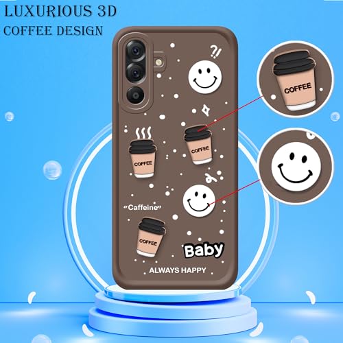 Image of amazon basics Back Case Cover Compatible for Samsung Galaxy M36 5G | Cute Fun Cartoon 3D Ball | Coffee Silicone Case | Camera Protection | Body Protection | Shock Proof | Color Brown