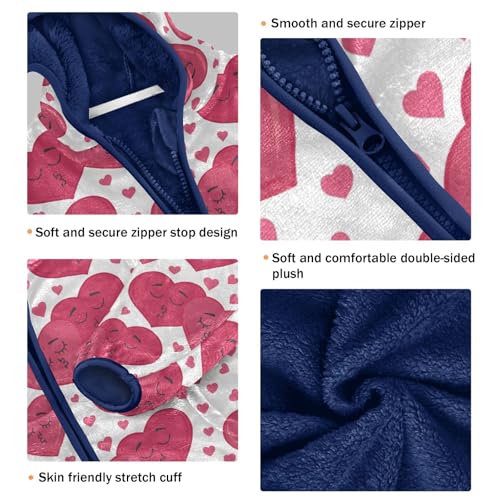 Lovers' Hearts Girls Fleece Jacket Girls Fall Jacket Girls Zip Up Hoodie Girls Sherpa Jacket 2-10T3