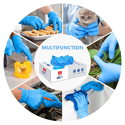 Disposable Gloves, 100Pcs Blue Vinyl Blend Exam Gloves Non Sterile, Powder Free, Latex Free - Cleaning Supplies, Kitchen And Food Safe(Pack Of 100) (Blue Medium) #TOP3