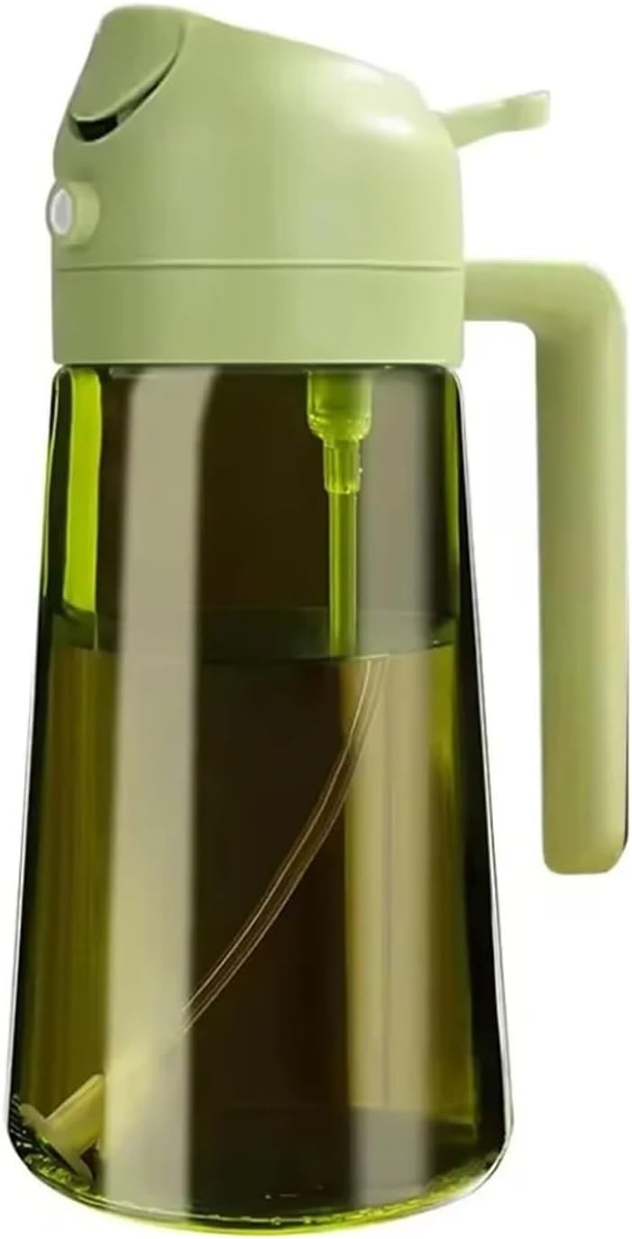 470ML Light-Blocking Dark Oil Sprayer For Cooking 2 In 1 Dispenser Bottle For Kitchen Green Glass(Black)