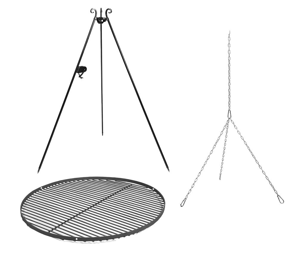 CookKing - Treppiede per griglia, 180 cm, con gallo stalen, 70 cm