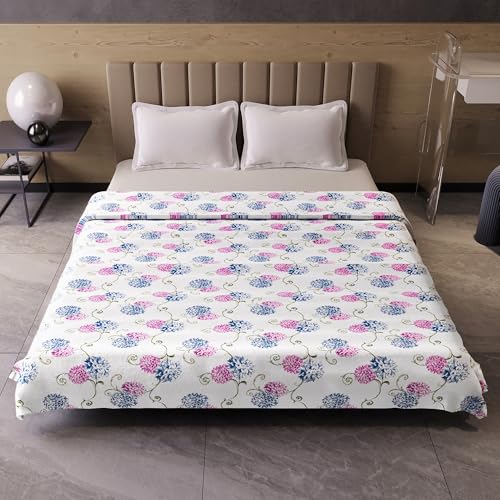 Image of Divine Casa Cotton Dohar for Double Bed 220 x 205 cm, 120 GSM Lightweight Summer Blanket, Soft Breathable AC Quilt, Reversible Cooling Comforter for All Seasons