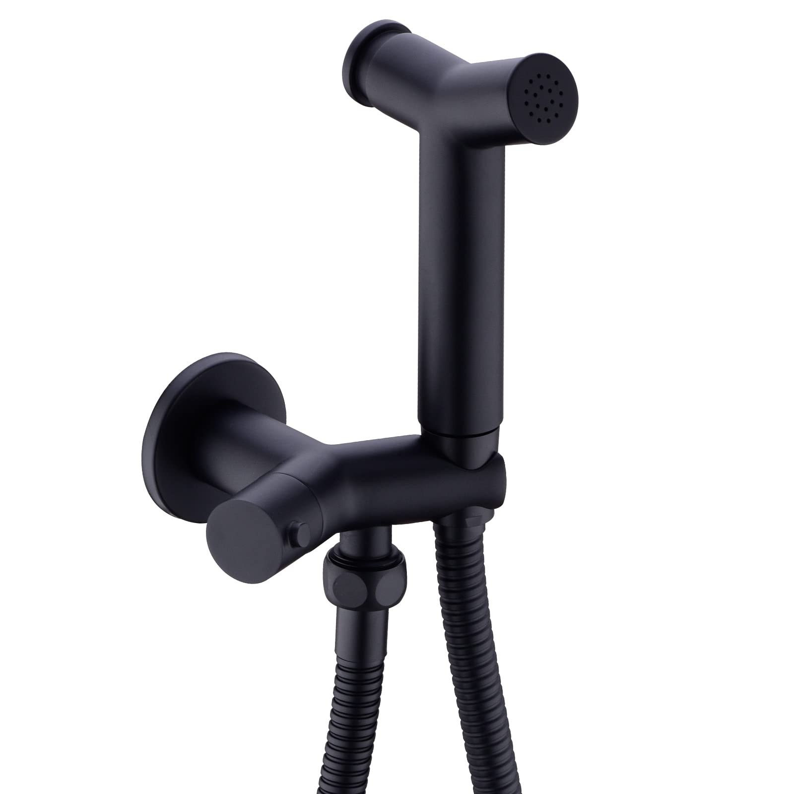 Matte Black Brass Toilet Concealed Cold Bidet Spray Set Hand Held Sprayer Muslim Shattaf Bathroom Attachment,with Valve and 1.2M Shower Hose