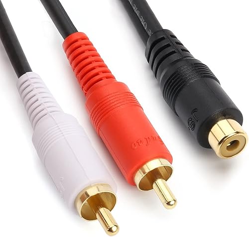 Miniatura 10 de Cable de subwoofer RCA M a 2 RCA F adaptador de audio estéreo Y chapado en oro de 24 quilates 1 macho a 2 conectores divisores Y hembra 20CM05 pies
