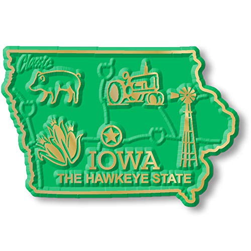 Imán pequeño del estado de Iowa en goma vintage
