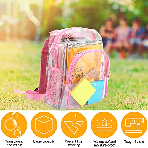 2 Pieces Cute Clear Backpack Plastic Transparent Bookbag See Through Plastic Bookbag For 1-5 Year Old Kindergarten Children (Black, Pink) #TOP4
