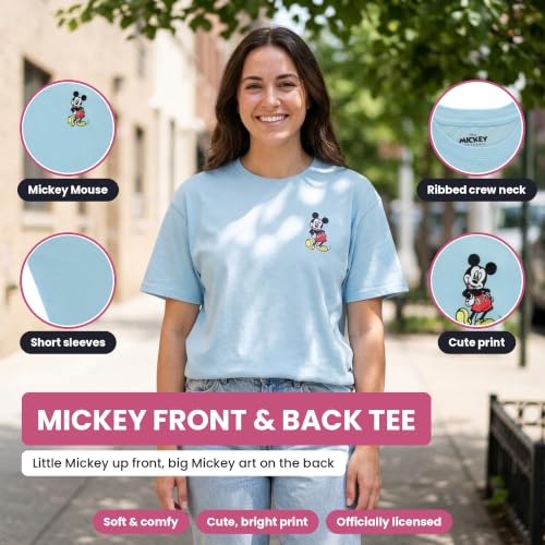 Disney Ladies Mickey Mouse Fashion Shirt Mickey Mouse Front and Back Tee - Mickey Mouse Tee (Freshwater, Large) - image 2