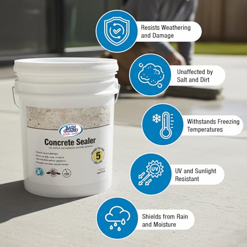 Image of Rain Guard Concrete Sealer 5 Gallon | Ready to Use | Natural Finish | Deep Penetrating Protection Against Water and Salt Damage for All Concrete Surfaces | Silane /Siloxane Waterproofer