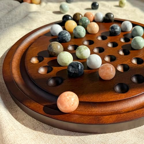 Juego de Solitario con tablero de madera sólida 12.7 pulgadas miniatura 6